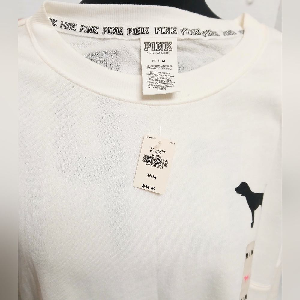 New Victoria's Secret Pullover IPink Long-Sleeve Shirt Size Medium - Picture 9 of 9